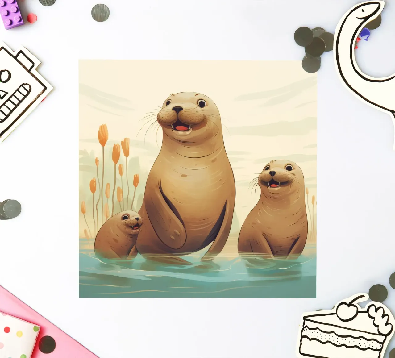 Retro Zeeleeuwenbende sticker van Funny Animals