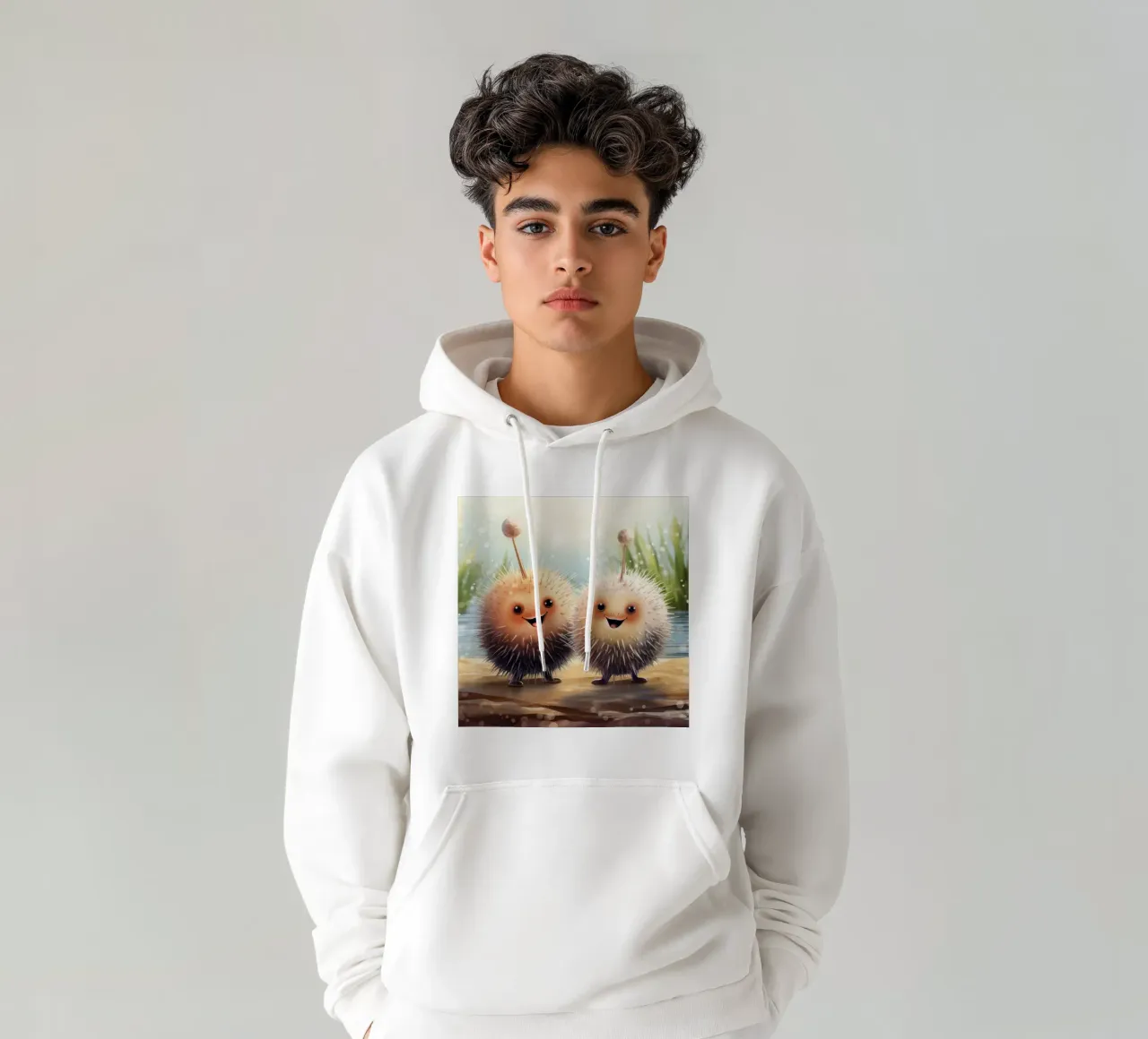 Duo di ricci di mare retrò felpa con cappuccio da Funny Animals