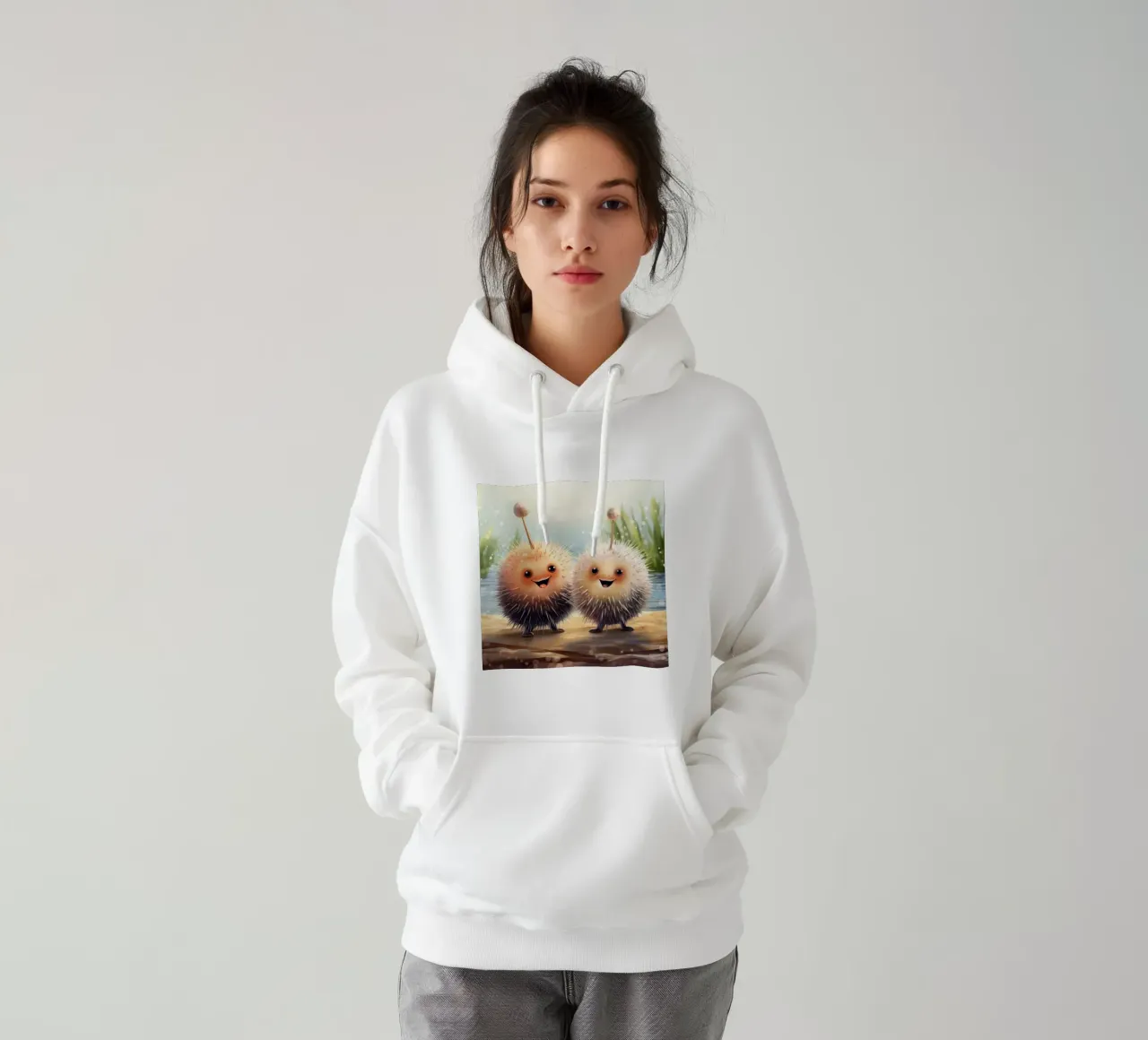 Duo di ricci di mare retrò felpa con cappuccio da Funny Animals