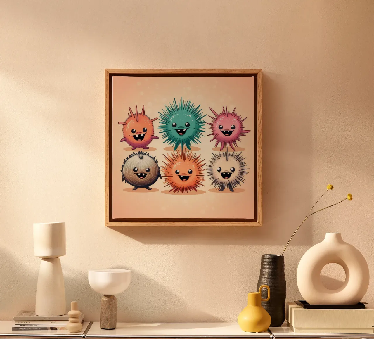 Retro zee-egel bende canvas met Baklijst van Funny Animals