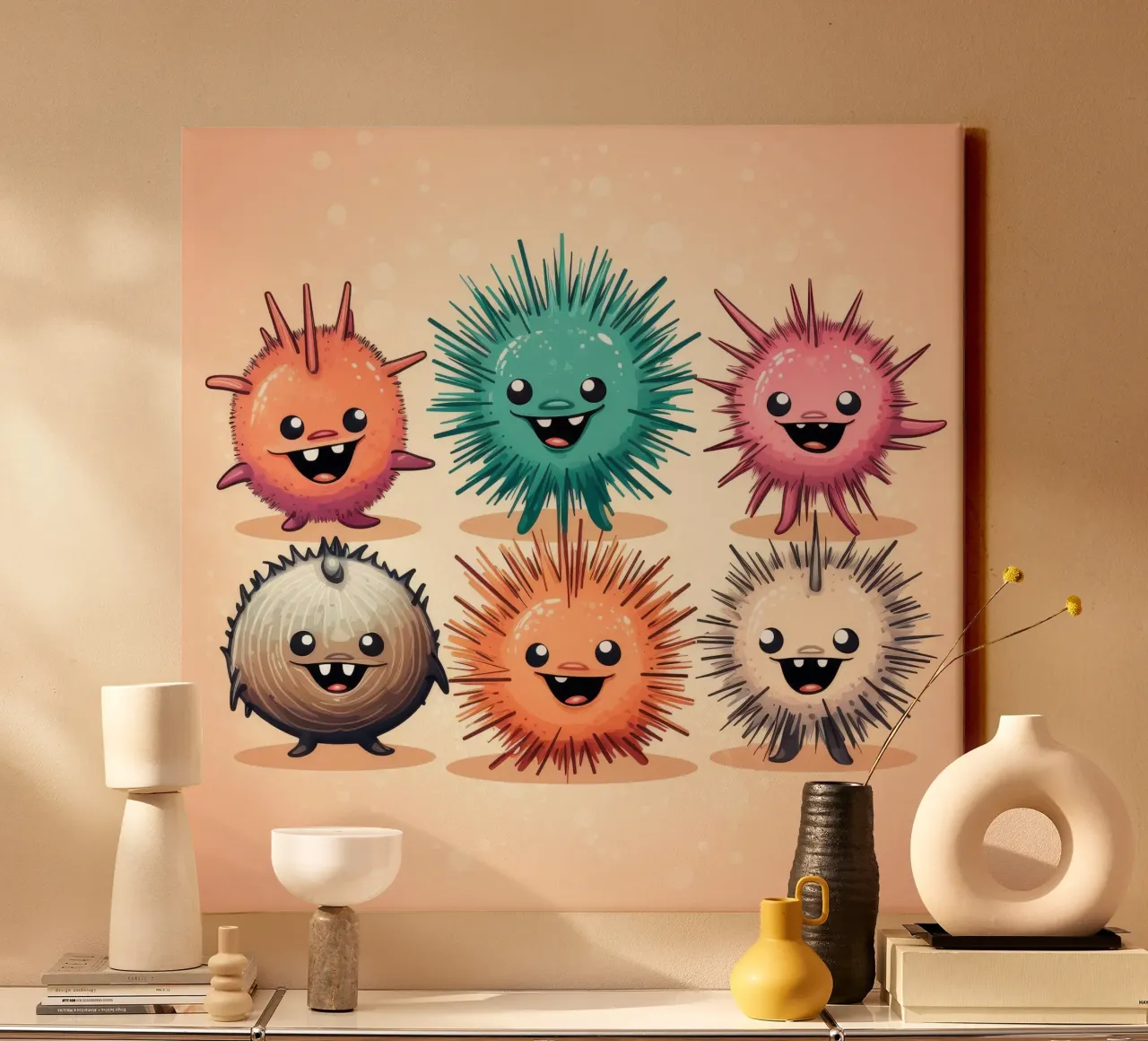 Retro zee-egel bende canvas met Baklijst van Funny Animals