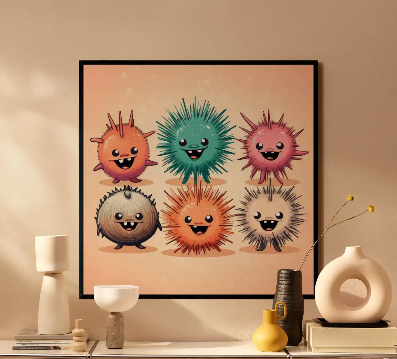 Retro Sea Urchin Gang poster by Funny Animals
