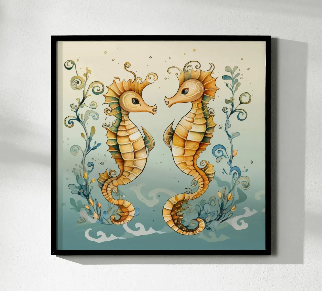 Retro Seahorse Duo poster by Funny Animals