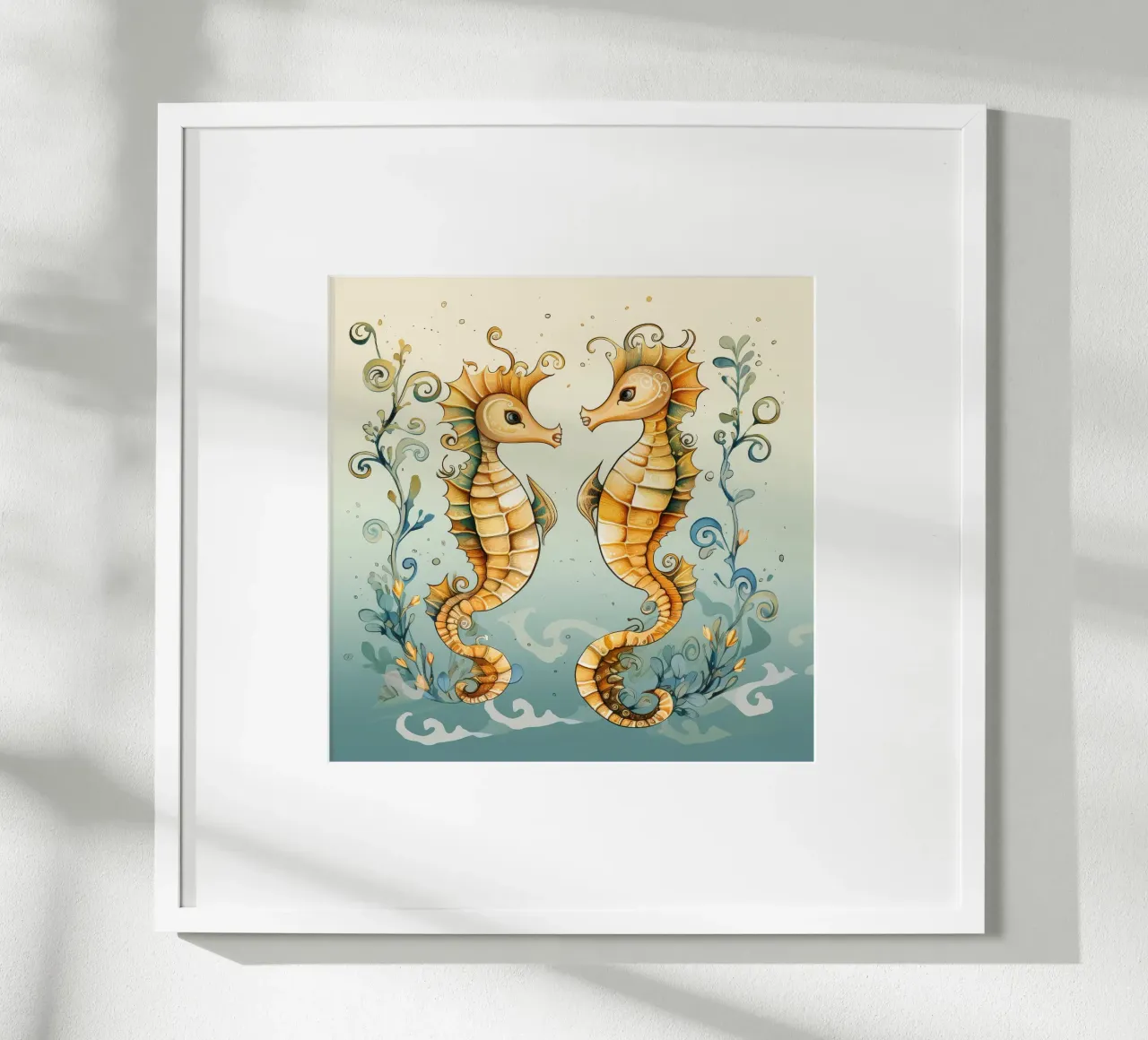 Retro Seahorse Duo poster by Funny Animals