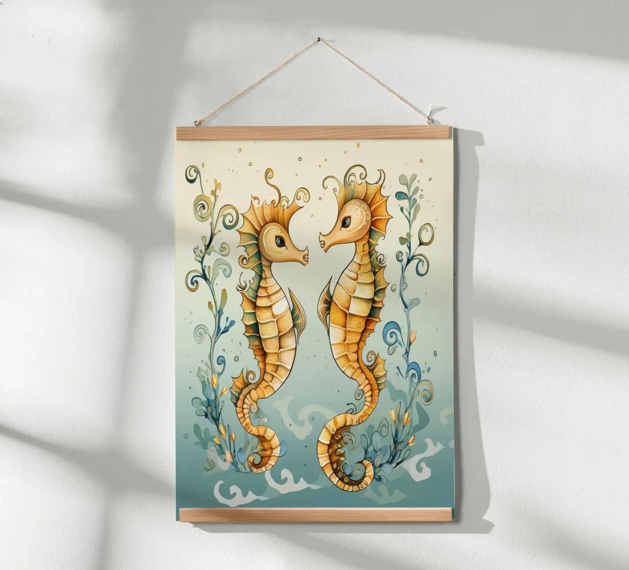 Retro Seahorse Duo poster by Funny Animals