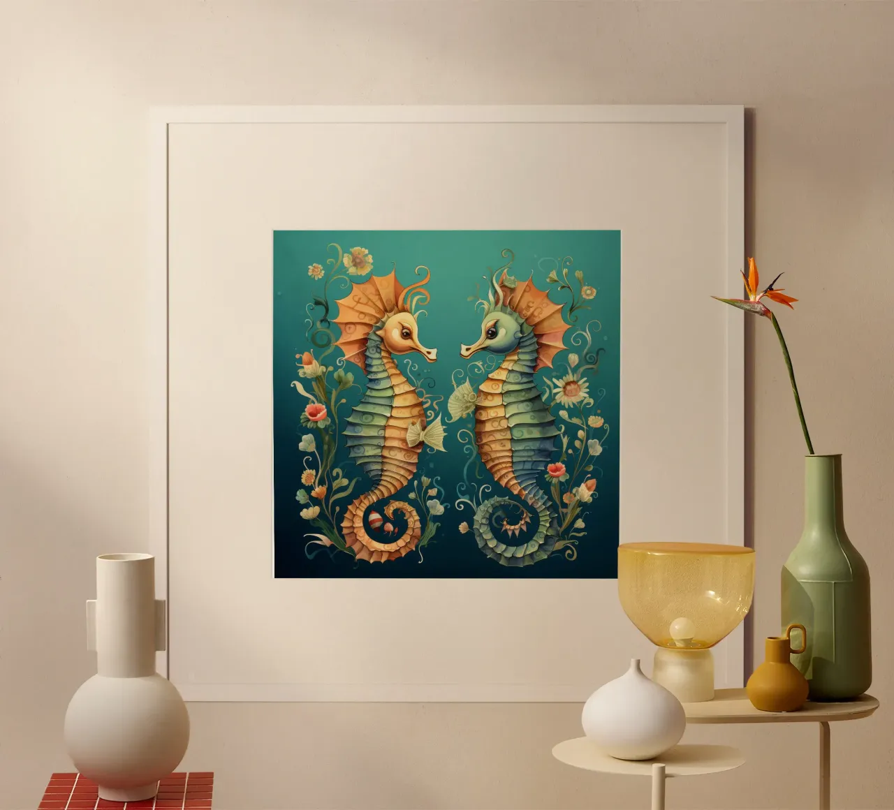 Retro Seepferdchen Duo Poster von Funny Animals