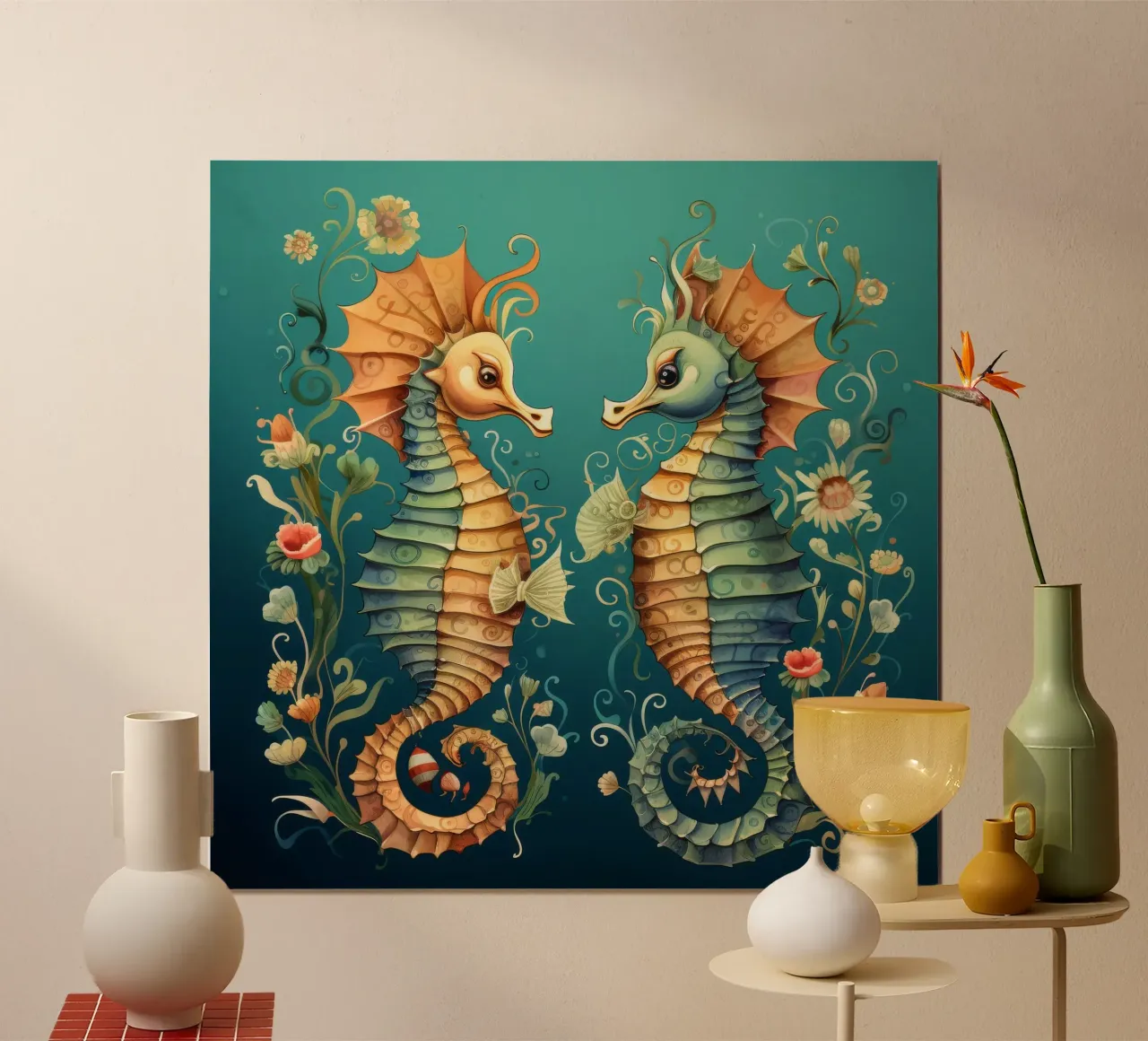 Retro Seepferdchen Duo Poster von Funny Animals