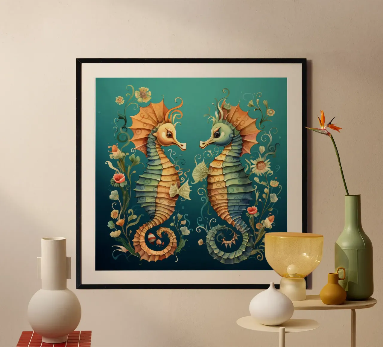 Retro Seepferdchen Duo Poster von Funny Animals