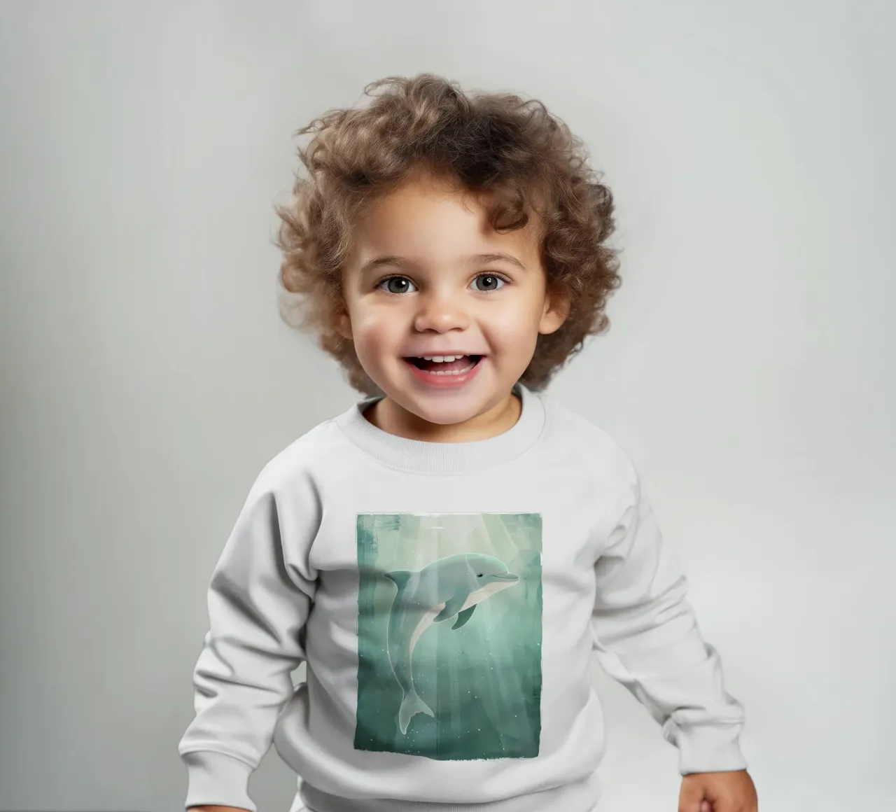Underwater Light with Baby Dolphin baby sweatshirt by DesignDoodle