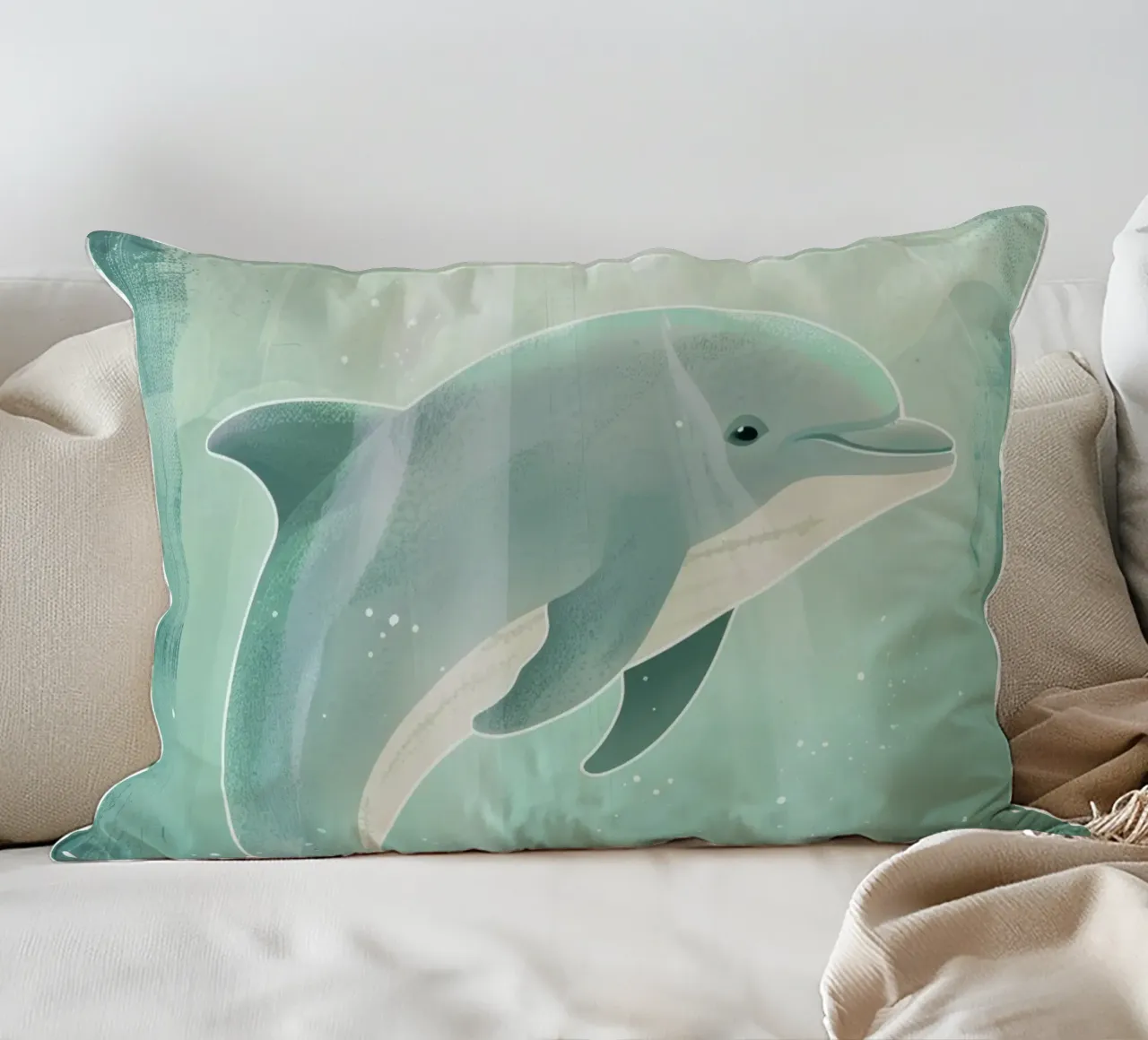 Luce subacquea con cucciolo di delfino cuscino da DesignDoodle