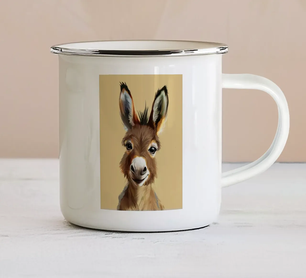 Asino della fattoria dagli occhi dolci tazza in smalto da DesignDoodle