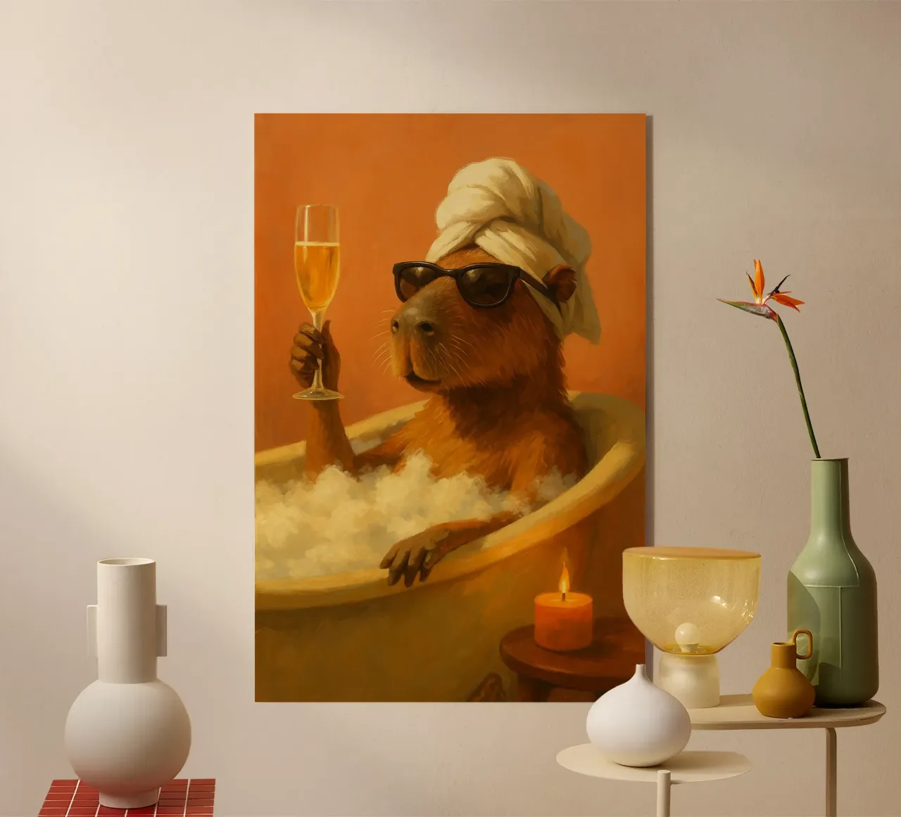 Capybara Spa Day plexiglass da Chic Creatures