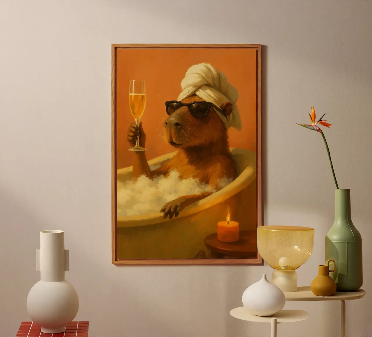 Capybara Spa Day alluminio dibond da Chic Creatures