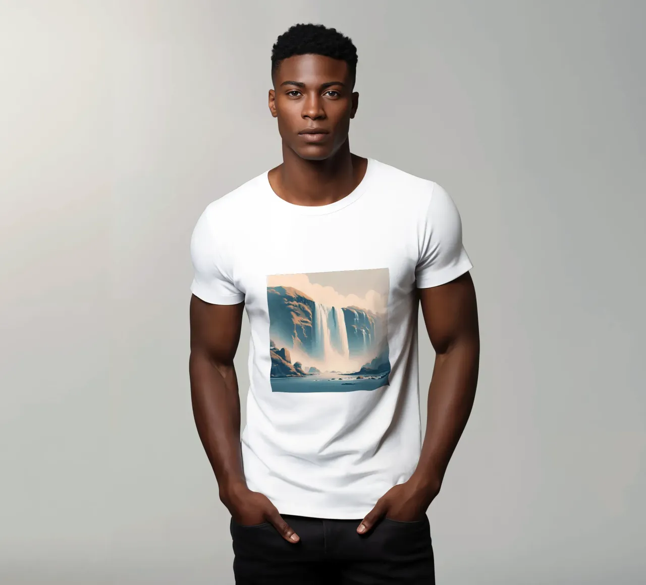 Cascata in Islanda t-shirt da Digital Naive