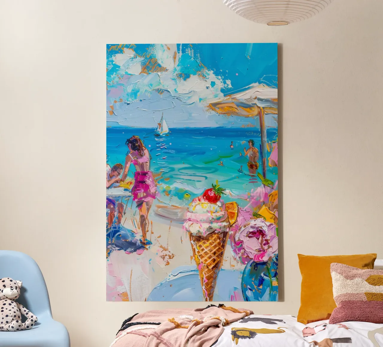 Italian Summer by the Sea tela con Cornice a cassetta da michi