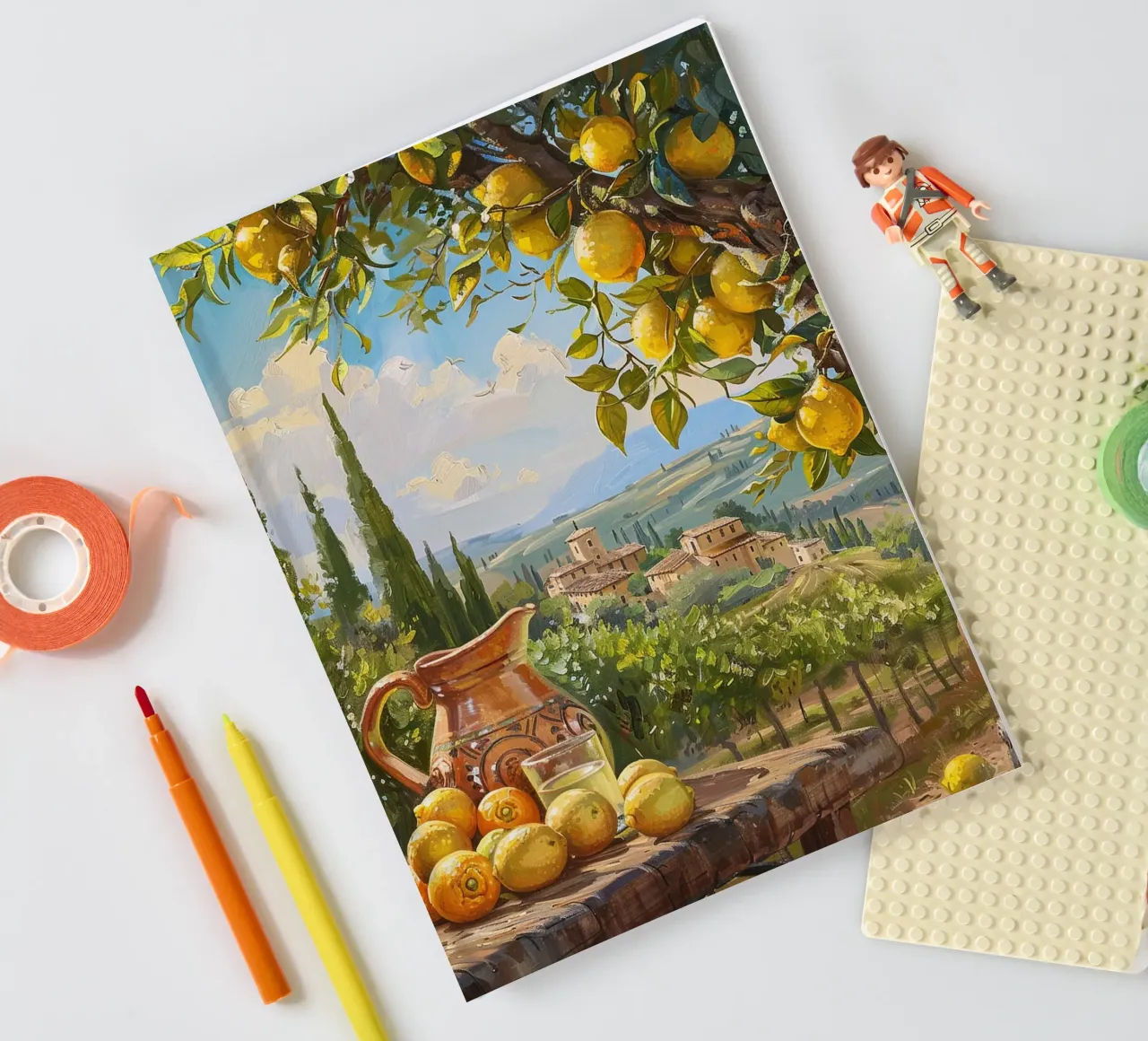 Tuscan Lemon Grove at Golden Hour notebook by Mosaic Dialogue