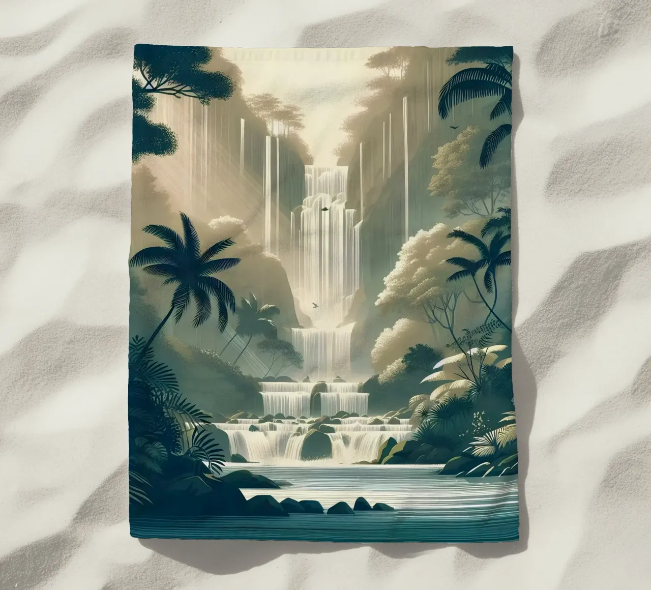 Cascata nella giungla telo mare da Digital Naive
