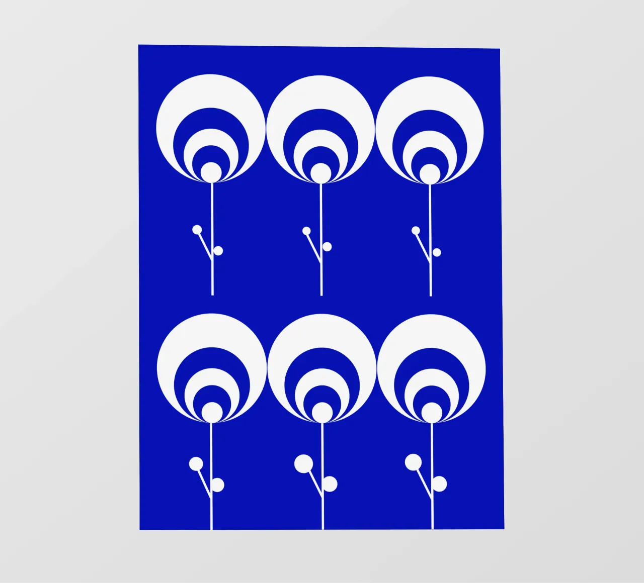 Still Blue, Pure White - Geometrische Blumen auf blau pvc cover by Lilou Art