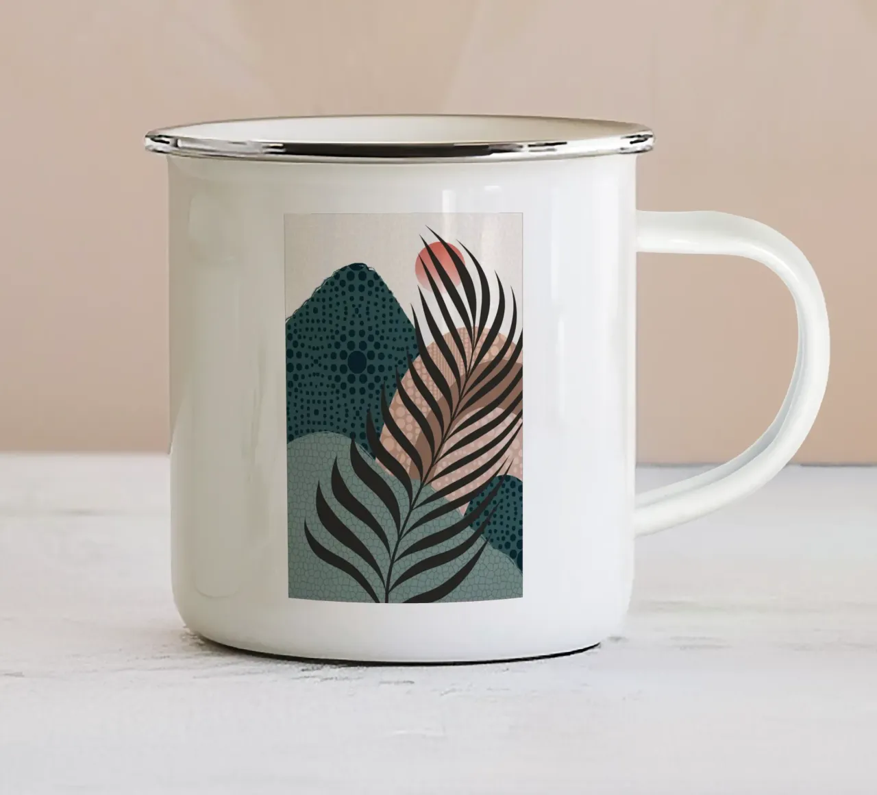 Foglia di palma tropicale tazza in smalto da Little Dean
