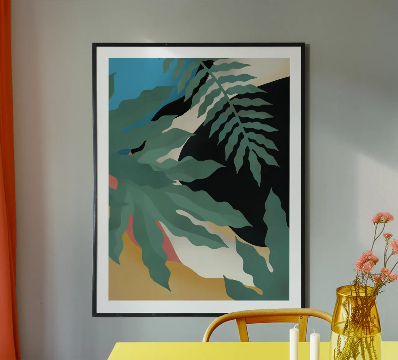 Foglia di palma tropicale 05 poster con telaio in plastica da Little Dean