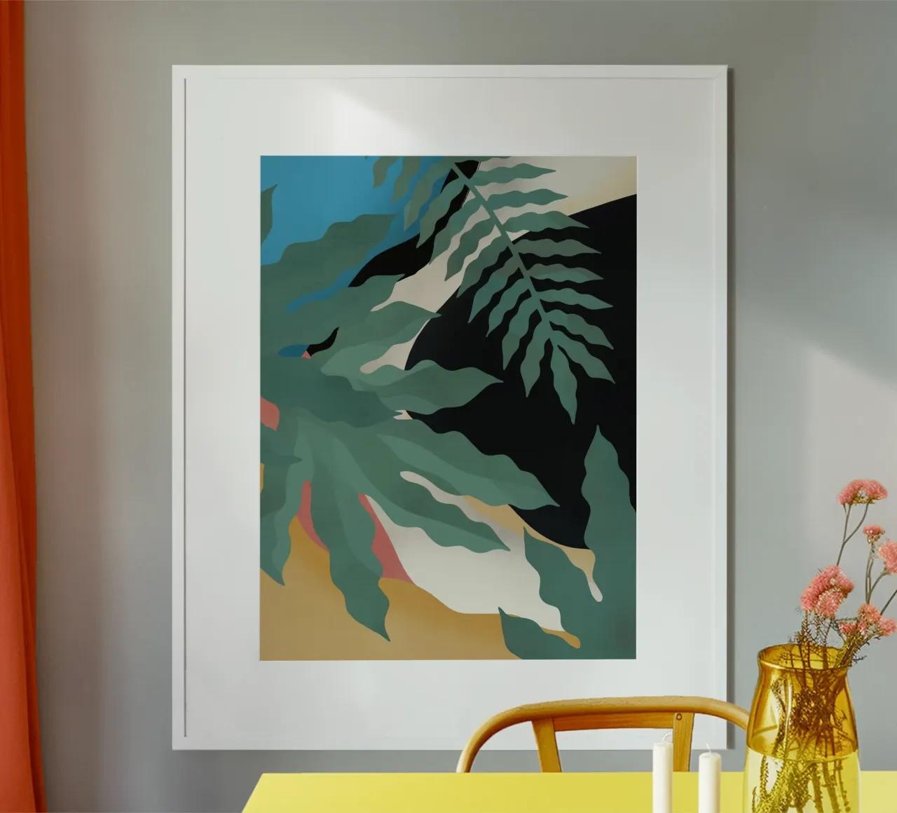 Foglia di palma tropicale 05 poster con telaio in plastica da Little Dean
