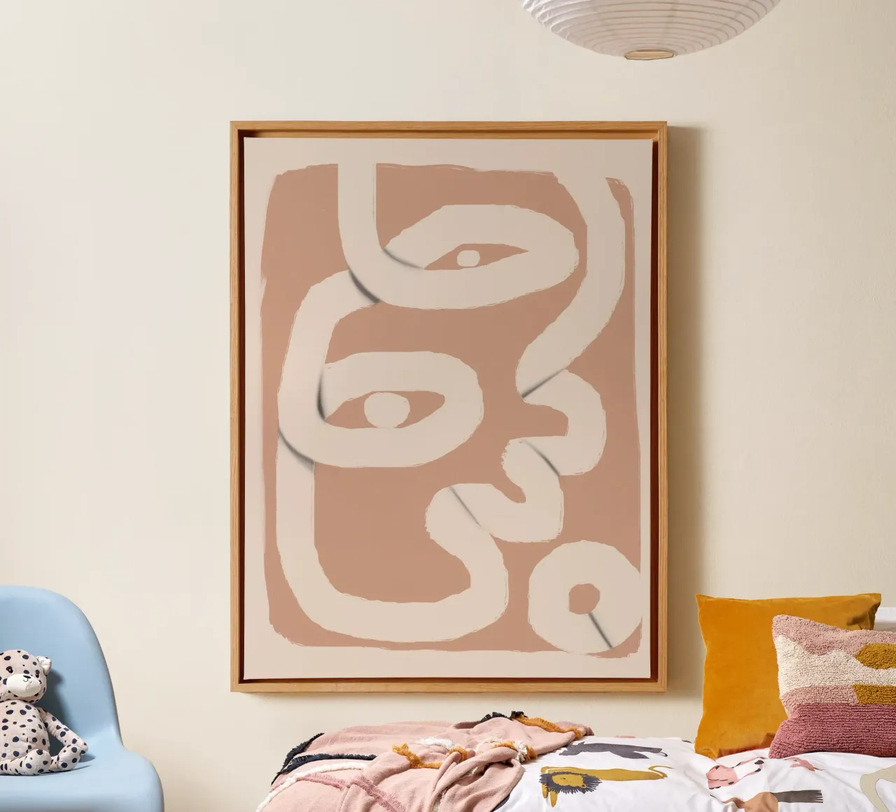 Papierstreifen abstrakt 03 Leinwand mit Schattenfugenrahmen von Little Dean