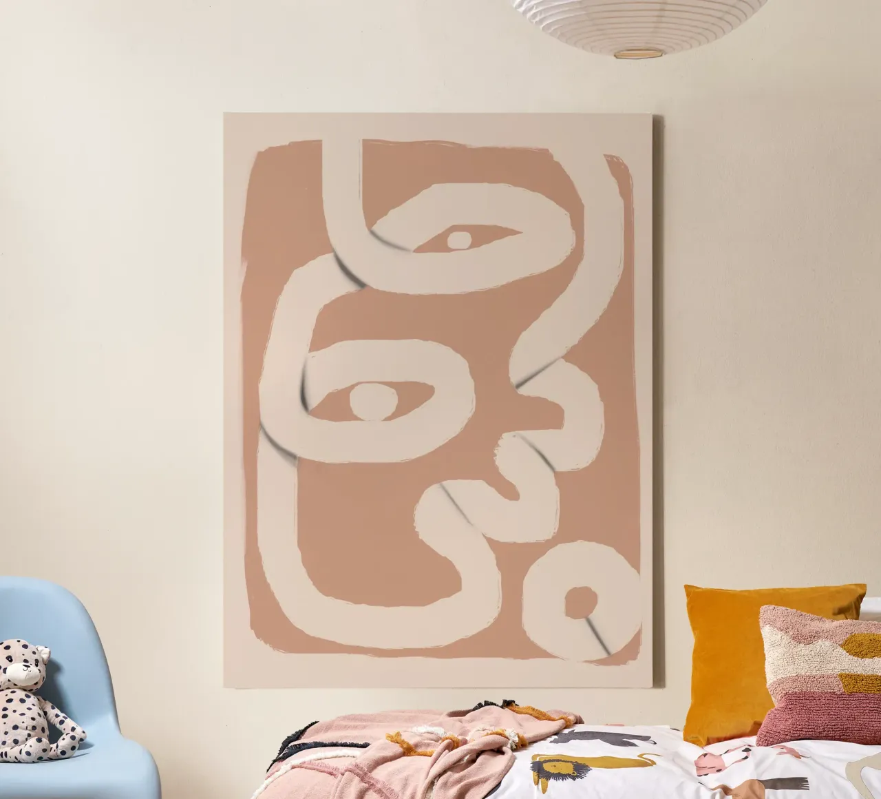 Papierstreifen abstrakt 03 Leinwand mit Schattenfugenrahmen von Little Dean