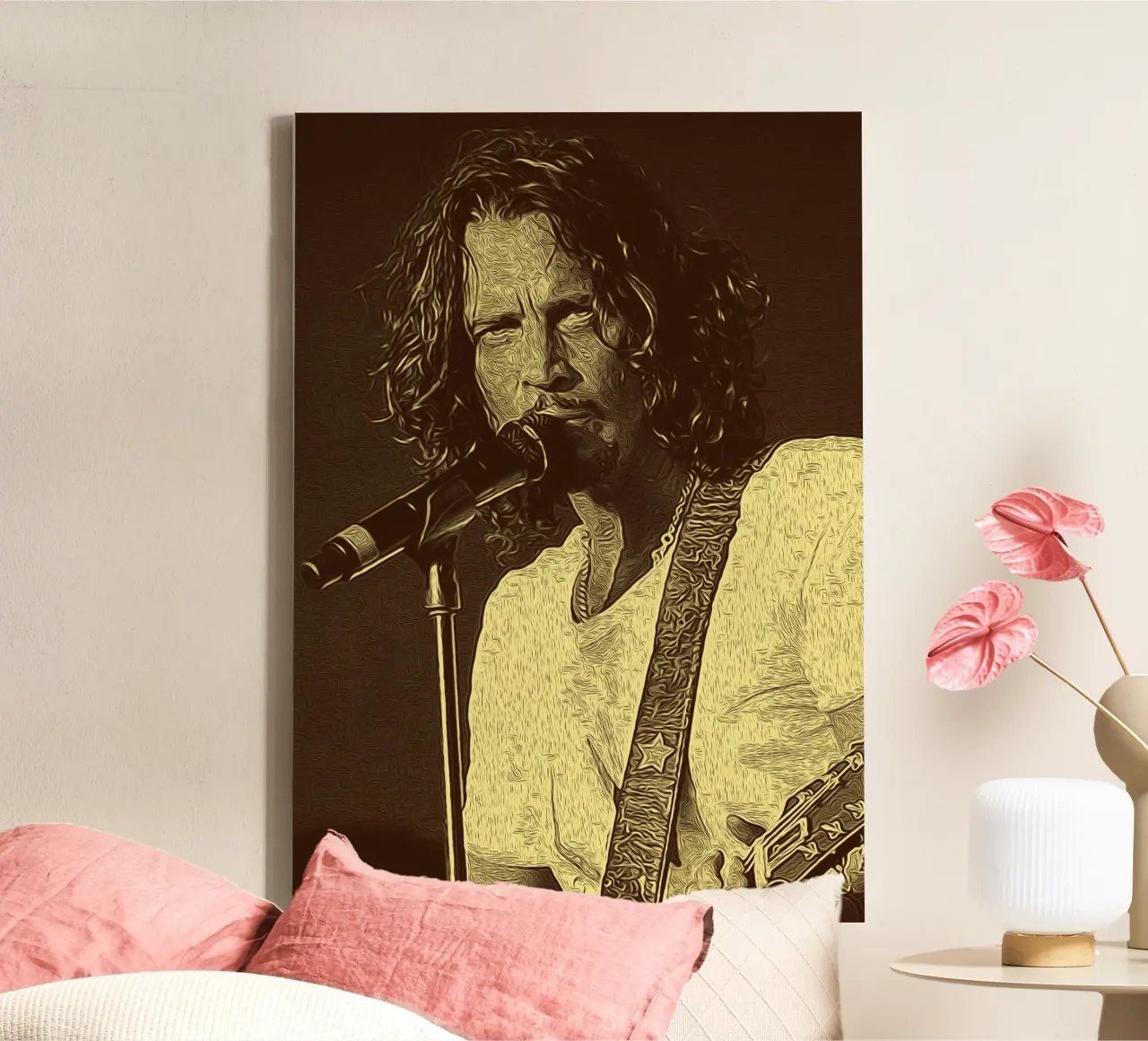Chris Cornell Echo's in de Spotlight canvas met Baklijst van singpentinksale
