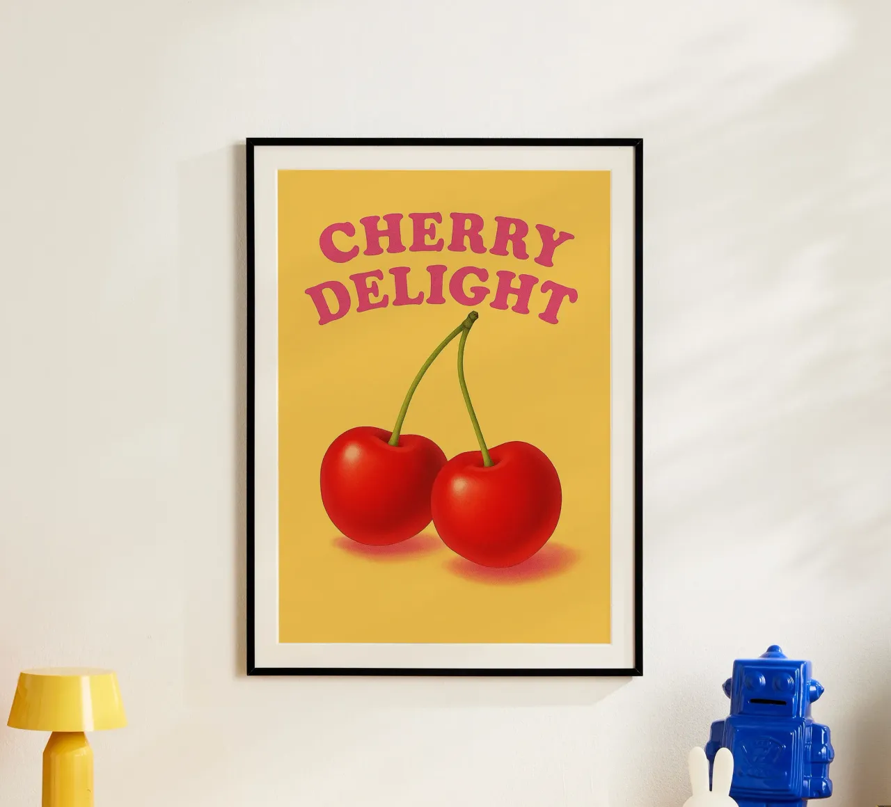 delizia alla ciliegia poster con telaio in plastica da oneone