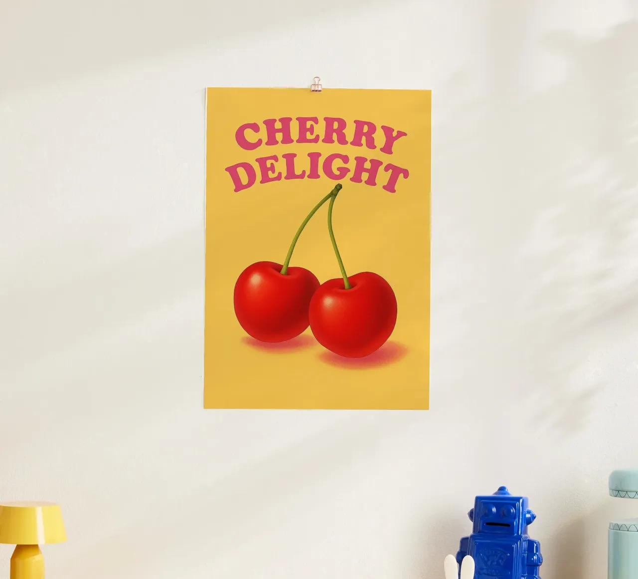 delizia alla ciliegia poster con telaio in plastica da oneone