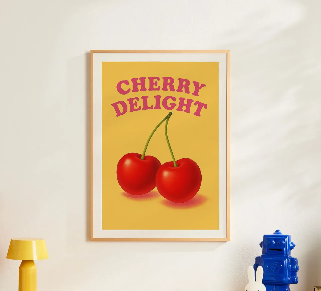 delizia alla ciliegia poster con telaio in plastica da oneone