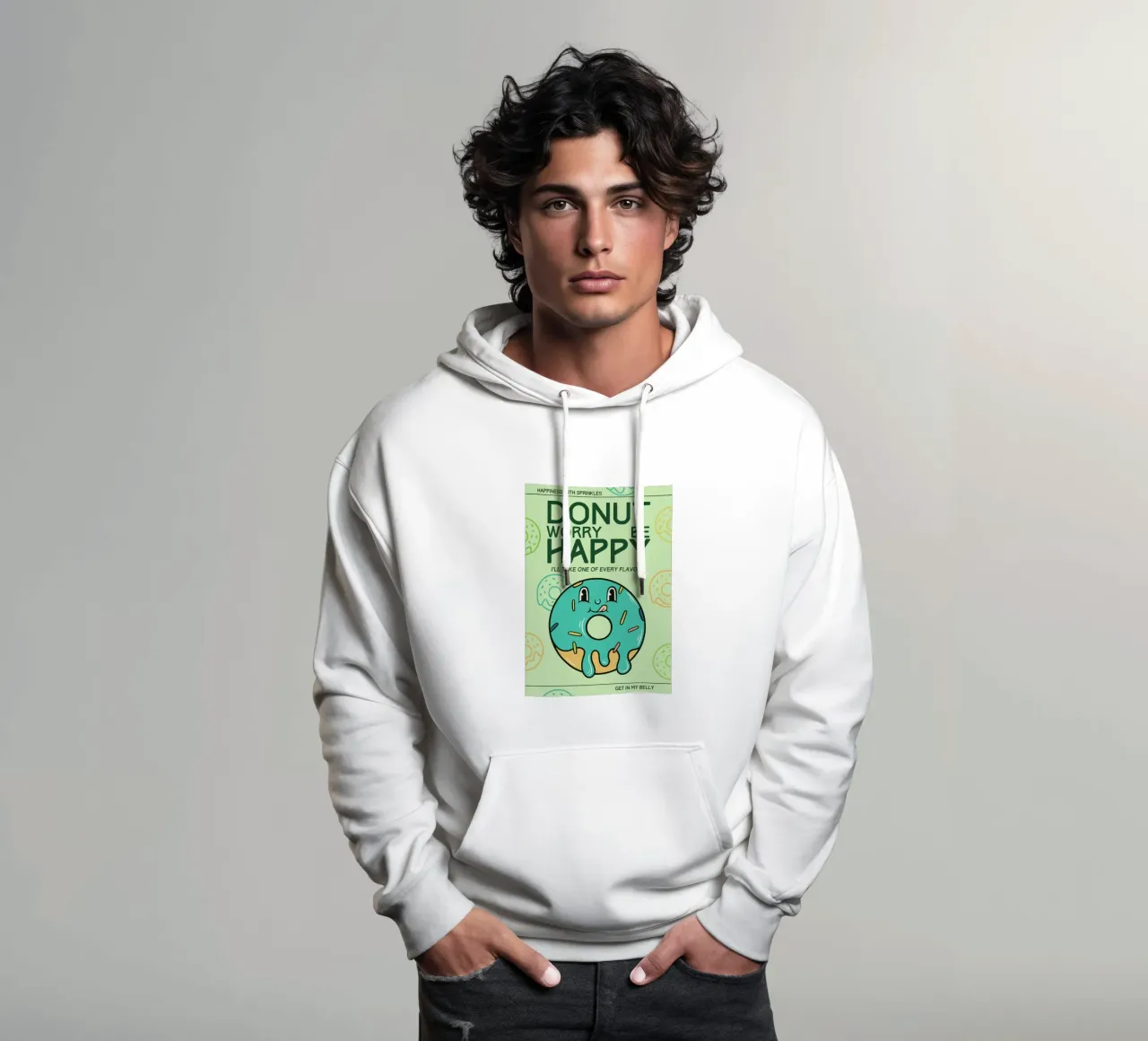 Non preoccupatevi di essere felici felpa con cappuccio da oneone