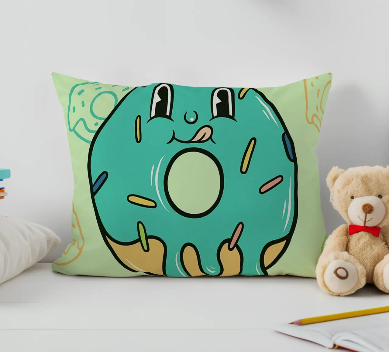 Donut Worry Be Happy decorative cushion by oneone