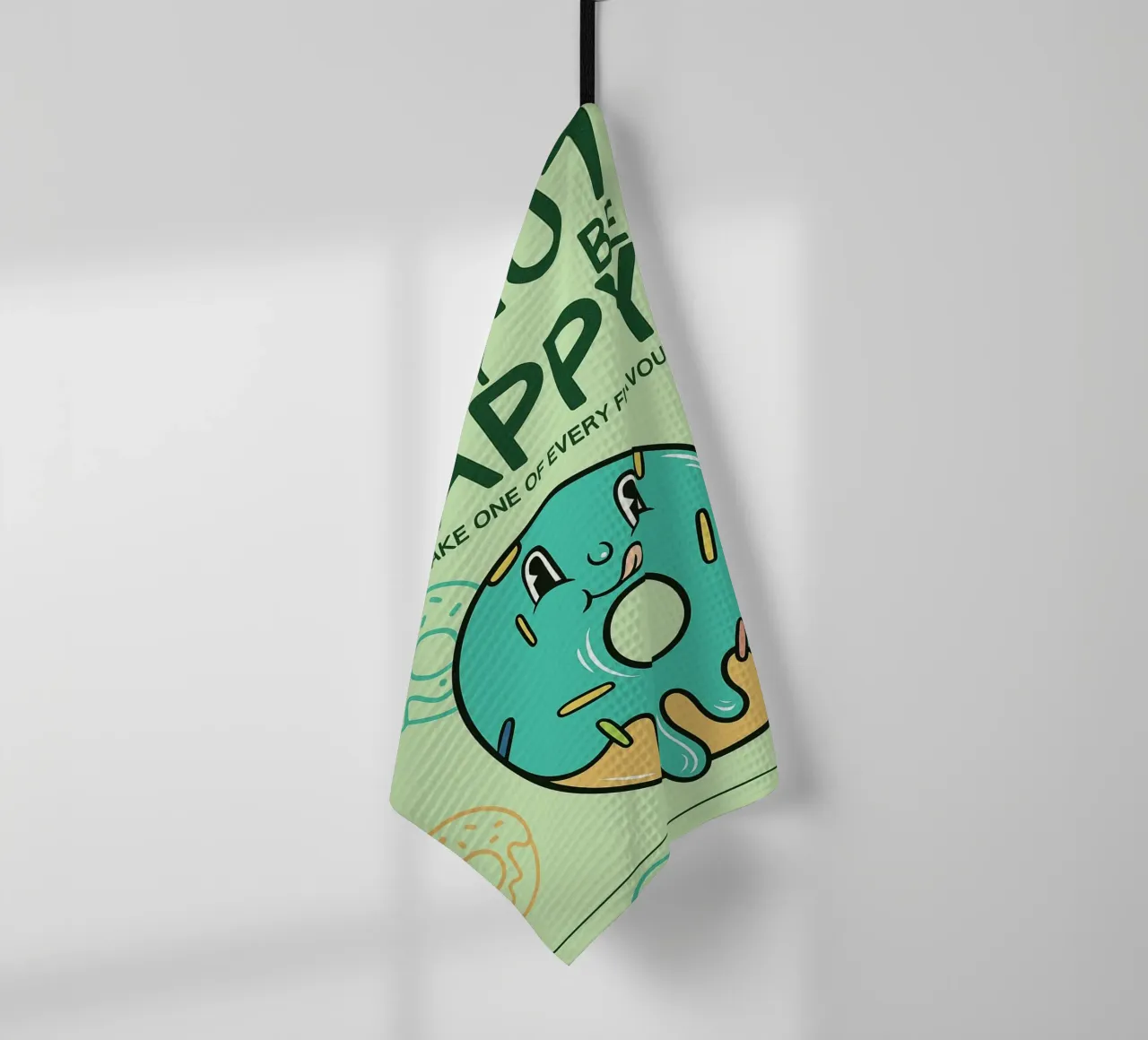 Donut Worry Be Happy tea towel by oneone