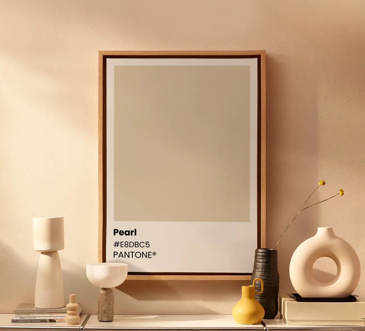 Pantone Parelmoer Kleur canvas met Baklijst van ColorShop