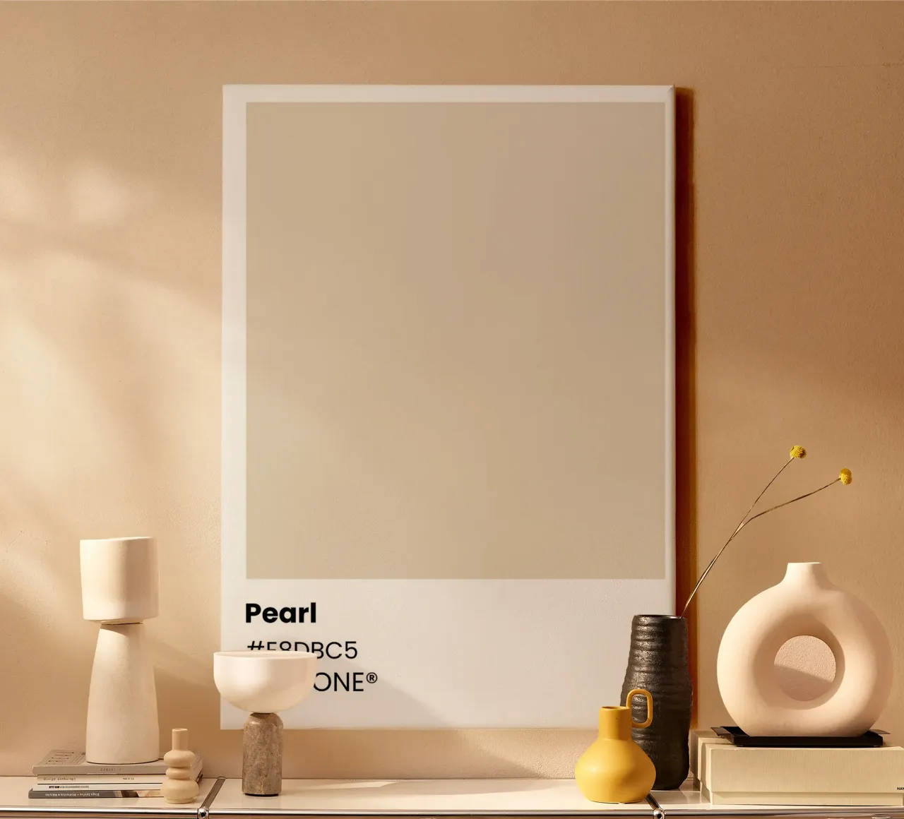 Pantone Parelmoer Kleur canvas met Baklijst van ColorShop