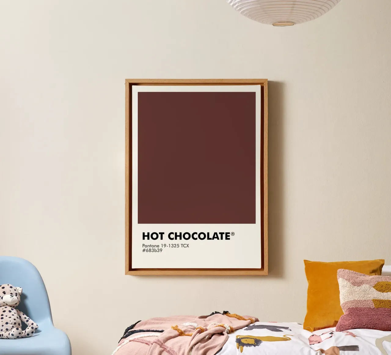PANTONE CHOCOLATE CALIENTE lienzo con Marco flotante de ColorShop