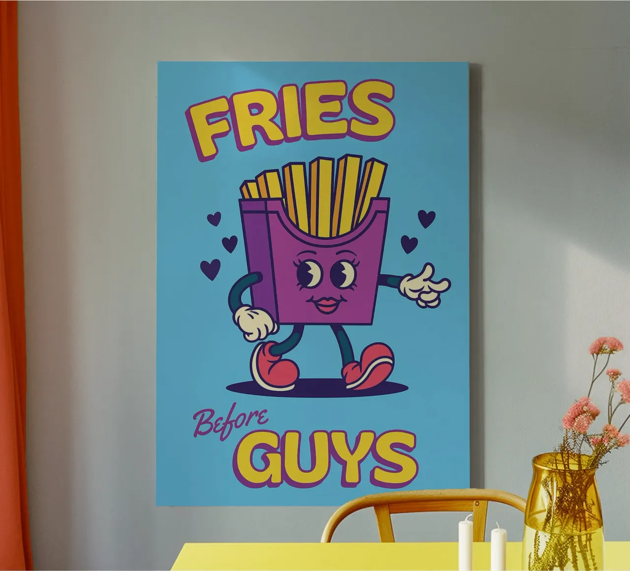 Le patatine fritte prima dei ragazzi tela con Cornice a cassetta da oneone