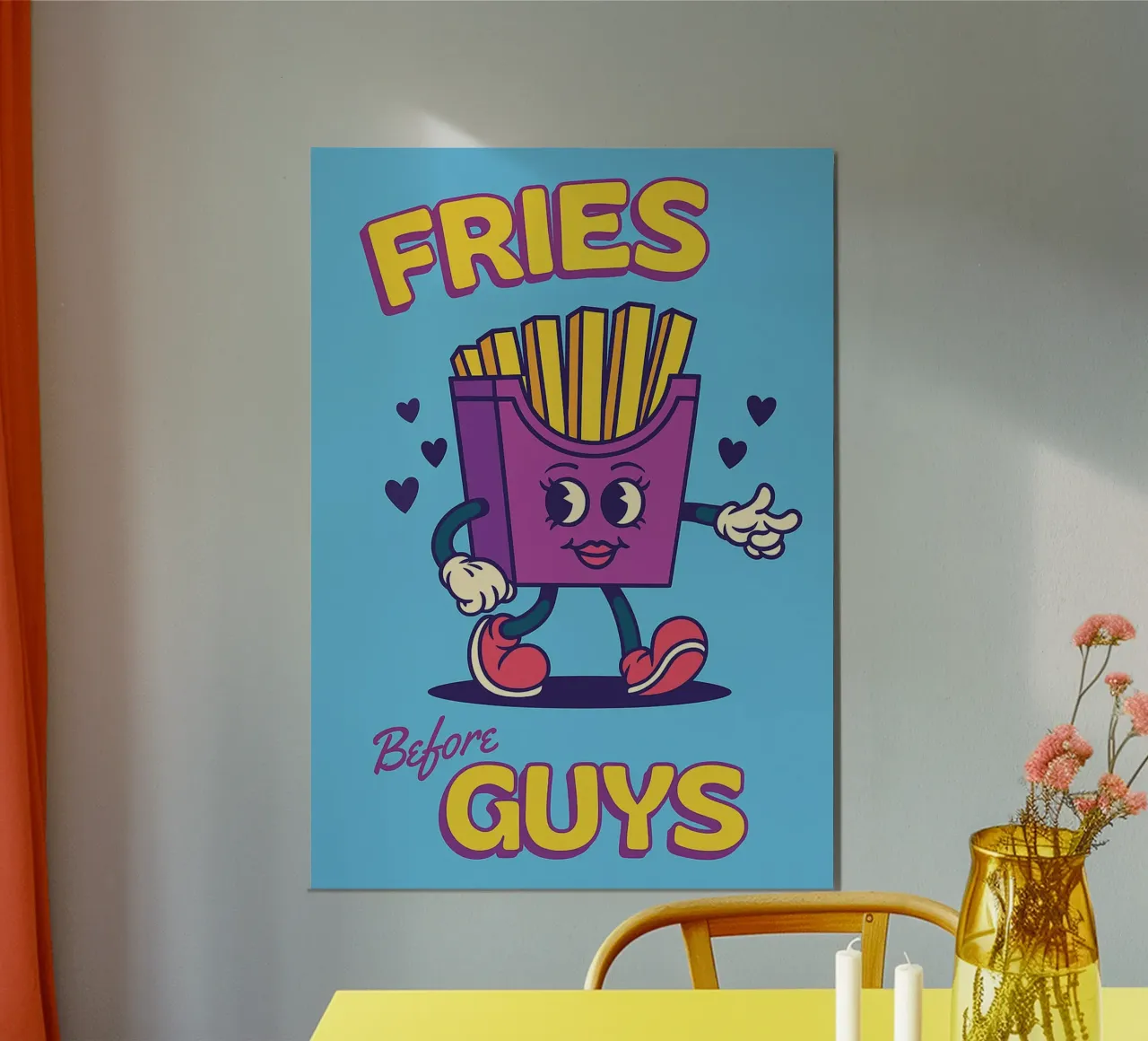 Le patatine fritte prima dei ragazzi poster con telaio in alluminio da oneone