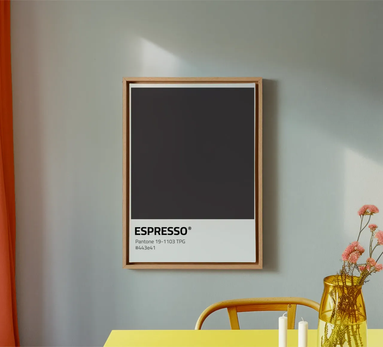 Pantone Espresso canvas met Baklijst van ColorShop