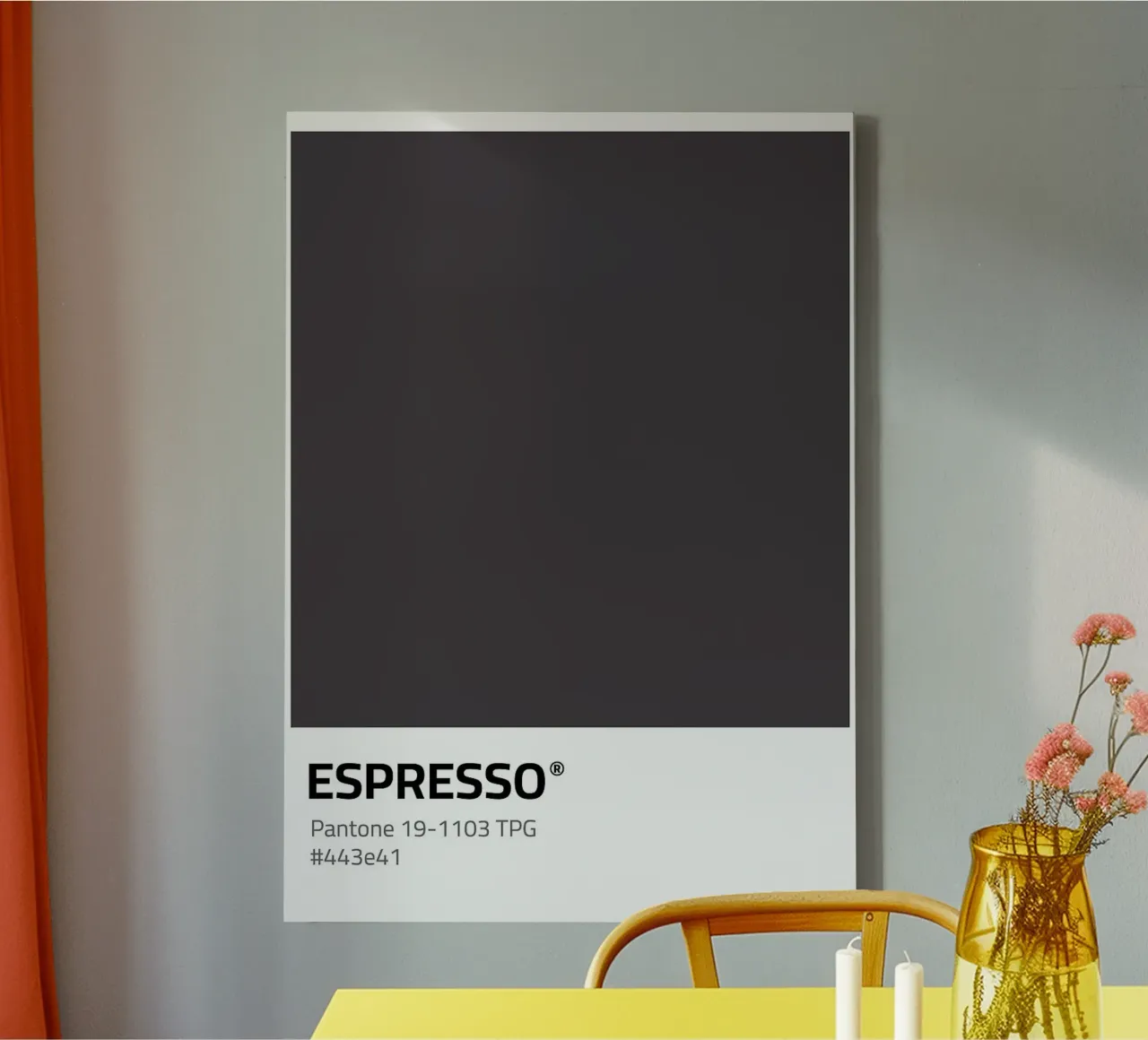 Pantone Espresso canvas met Baklijst van ColorShop