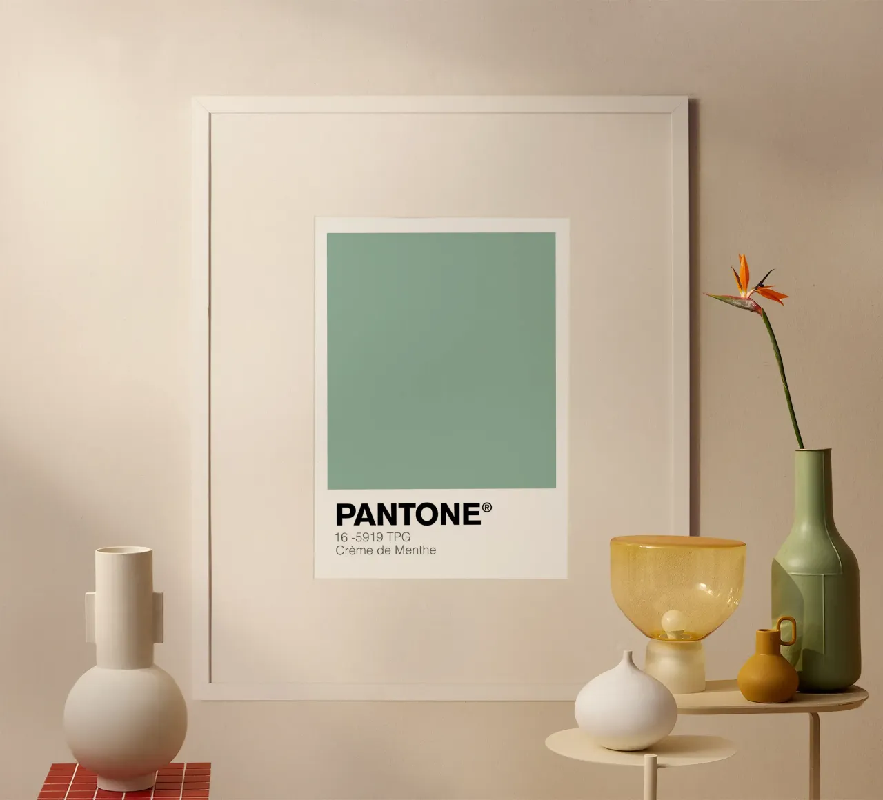 PANTONE Creme de Menthe poster con telaio in legno da ColorShop