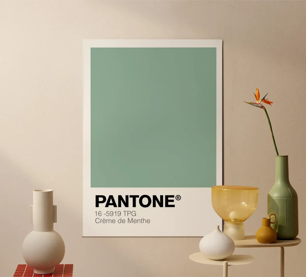 PANTONE Creme de Menthe poster con telaio in legno da ColorShop