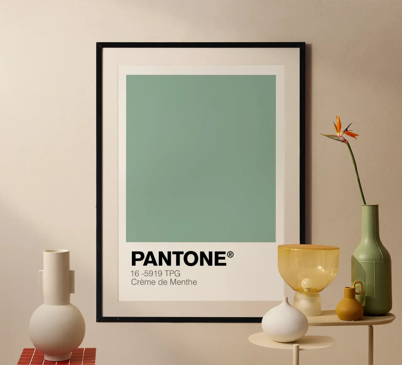 PANTONE Creme de Menthe poster con telaio in legno da ColorShop