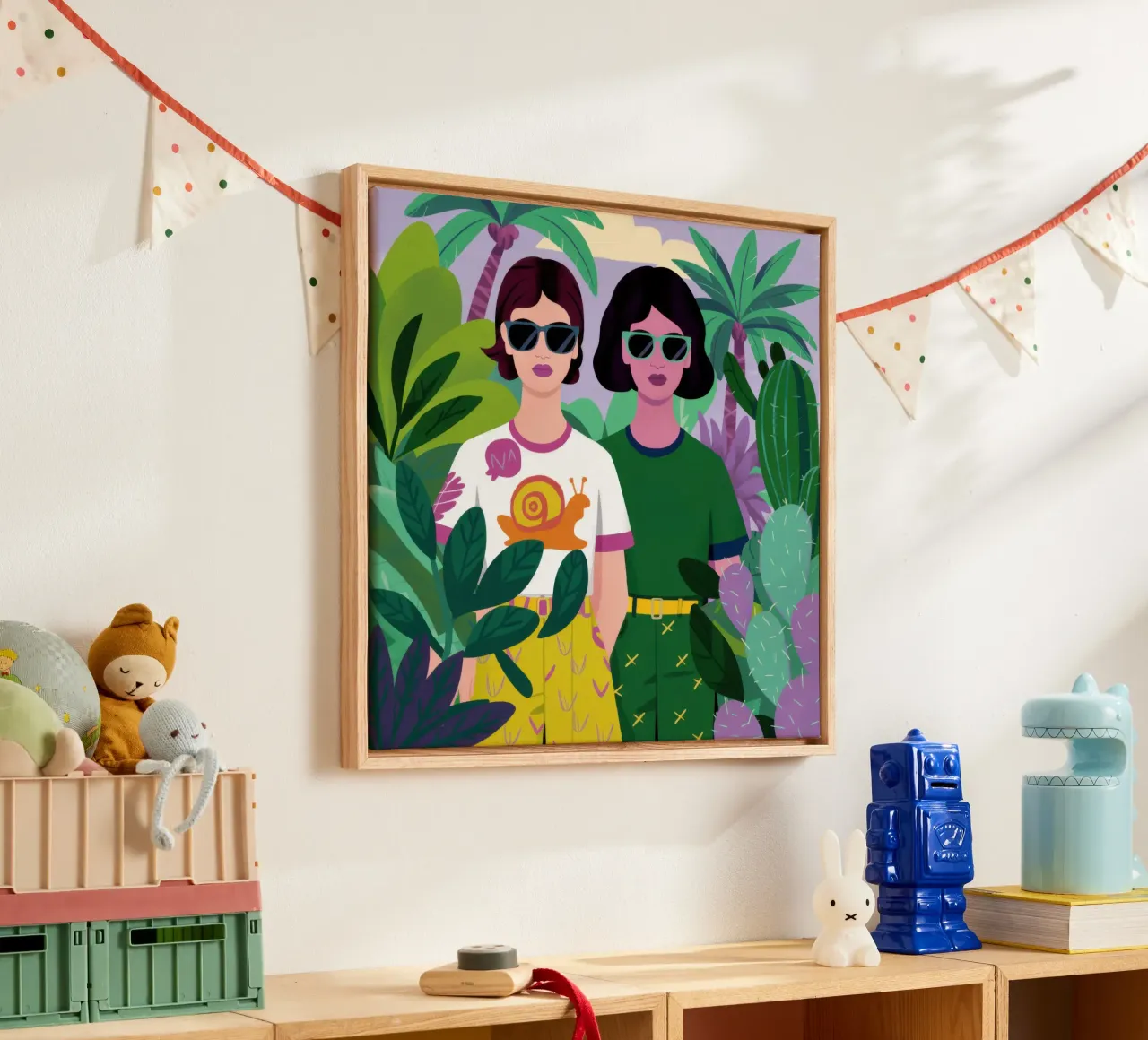 Zonnebrillen en goudvissen canvas met Baklijst van Pale Aura