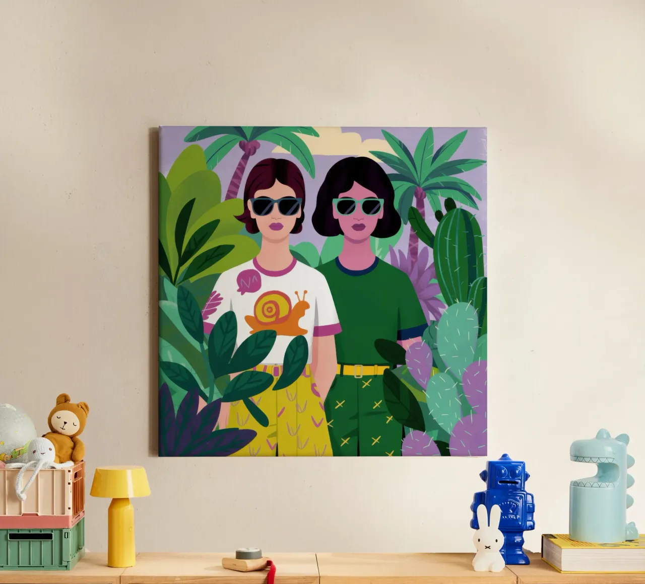 Zonnebrillen en goudvissen canvas met Baklijst van Pale Aura