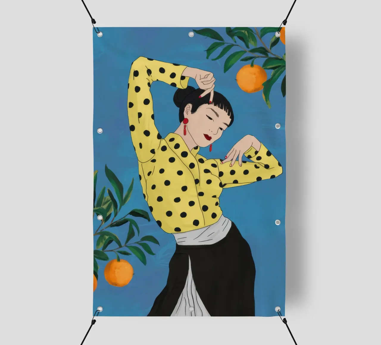 Boschetto arancione a pois telo in pvc da Marigold Tiga