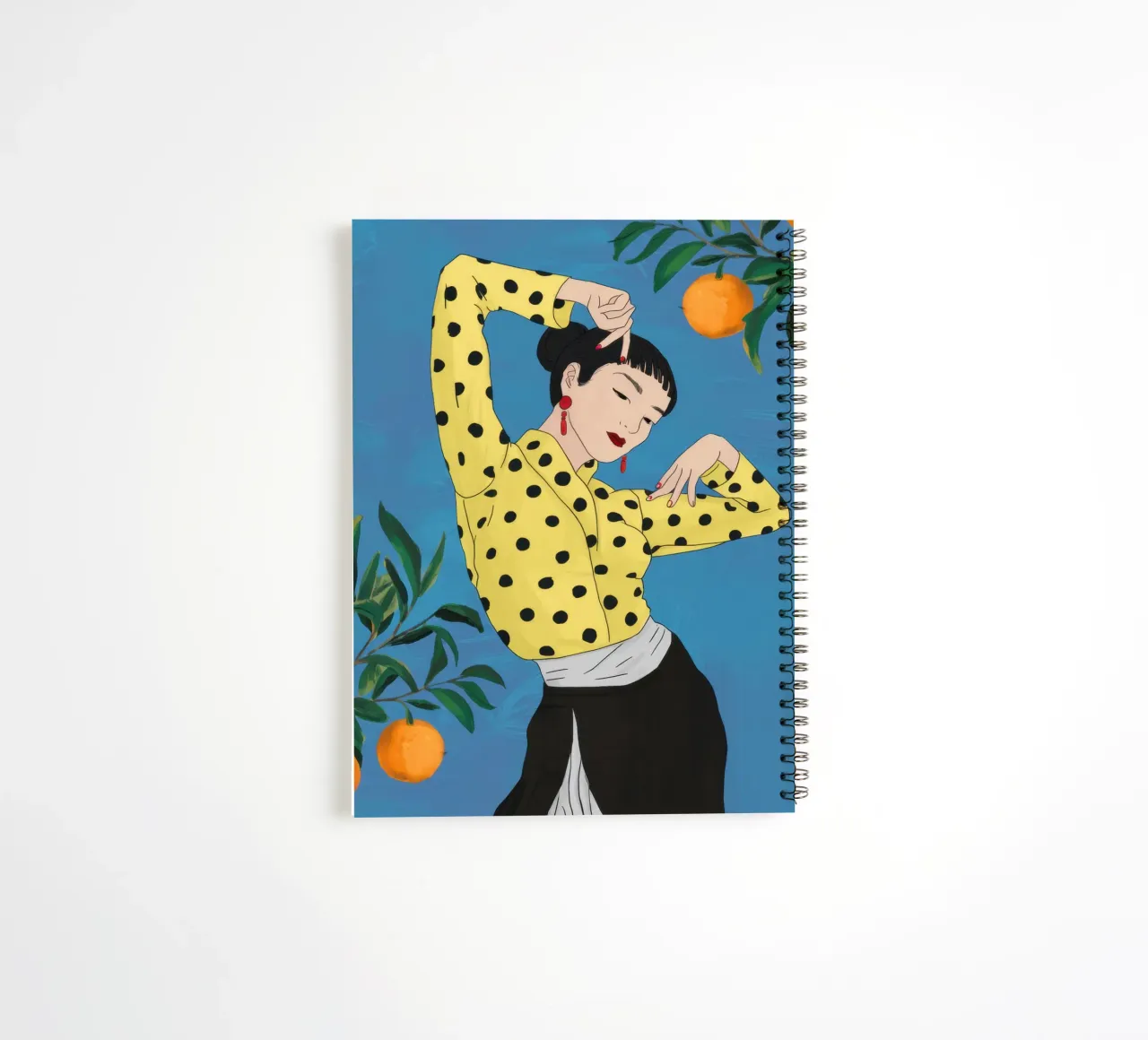 Polka Dot Orange Grove spiral notebook by Marigold Tiga