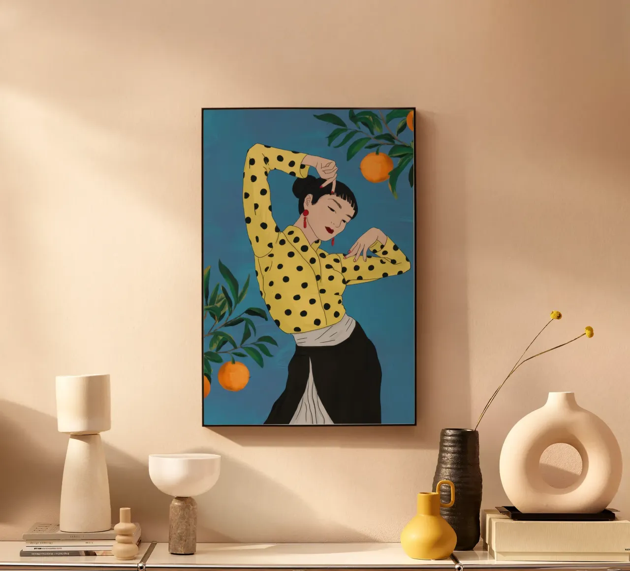 Polka Dot Orange Grove acrylic glass by Marigold Tiga