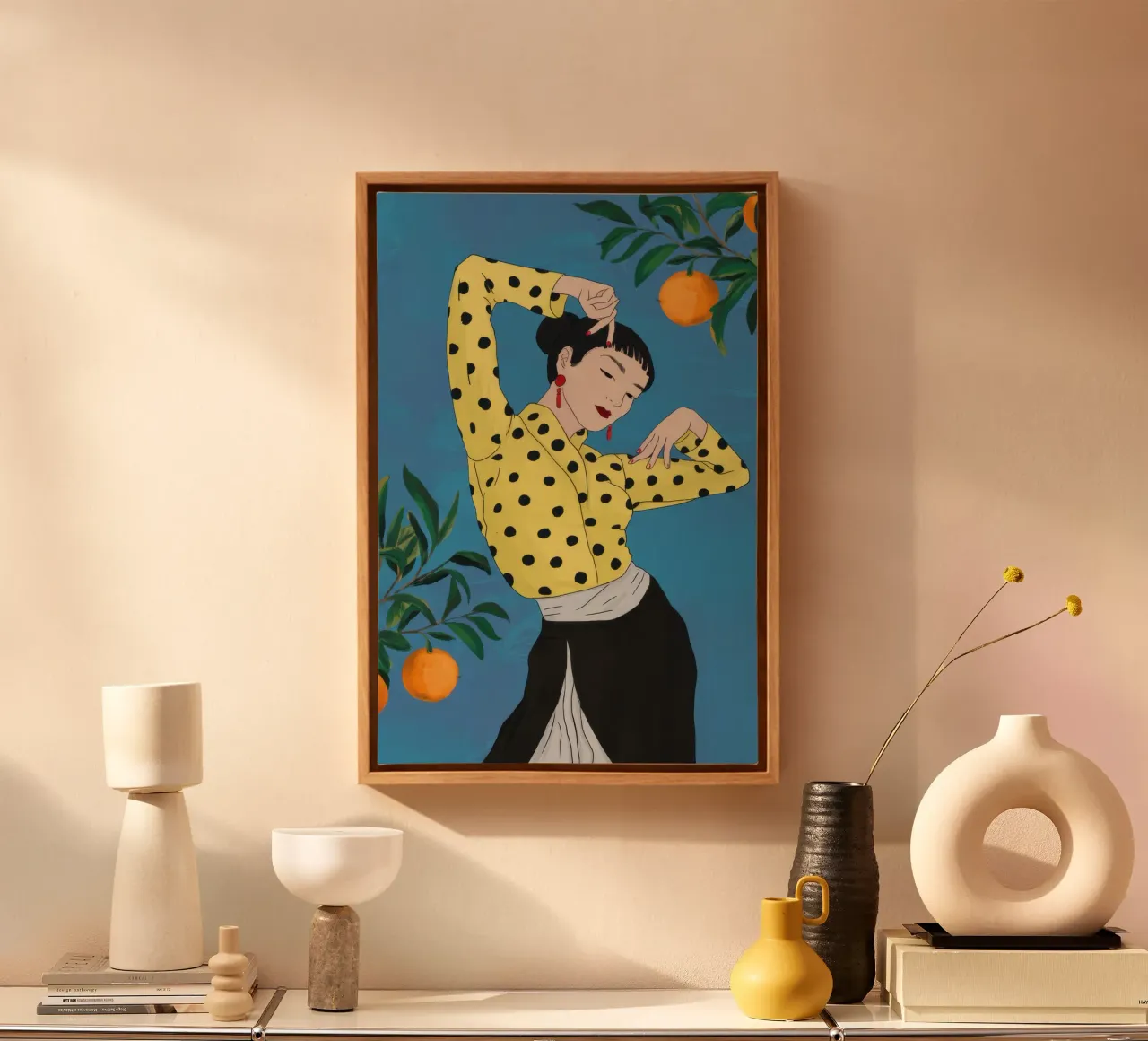 Polka Dot Orange Grove canvas by Marigold Tiga